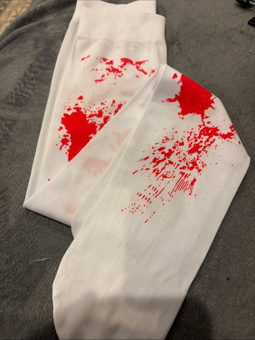 White Kids Leggings with Bright Red Splash Print